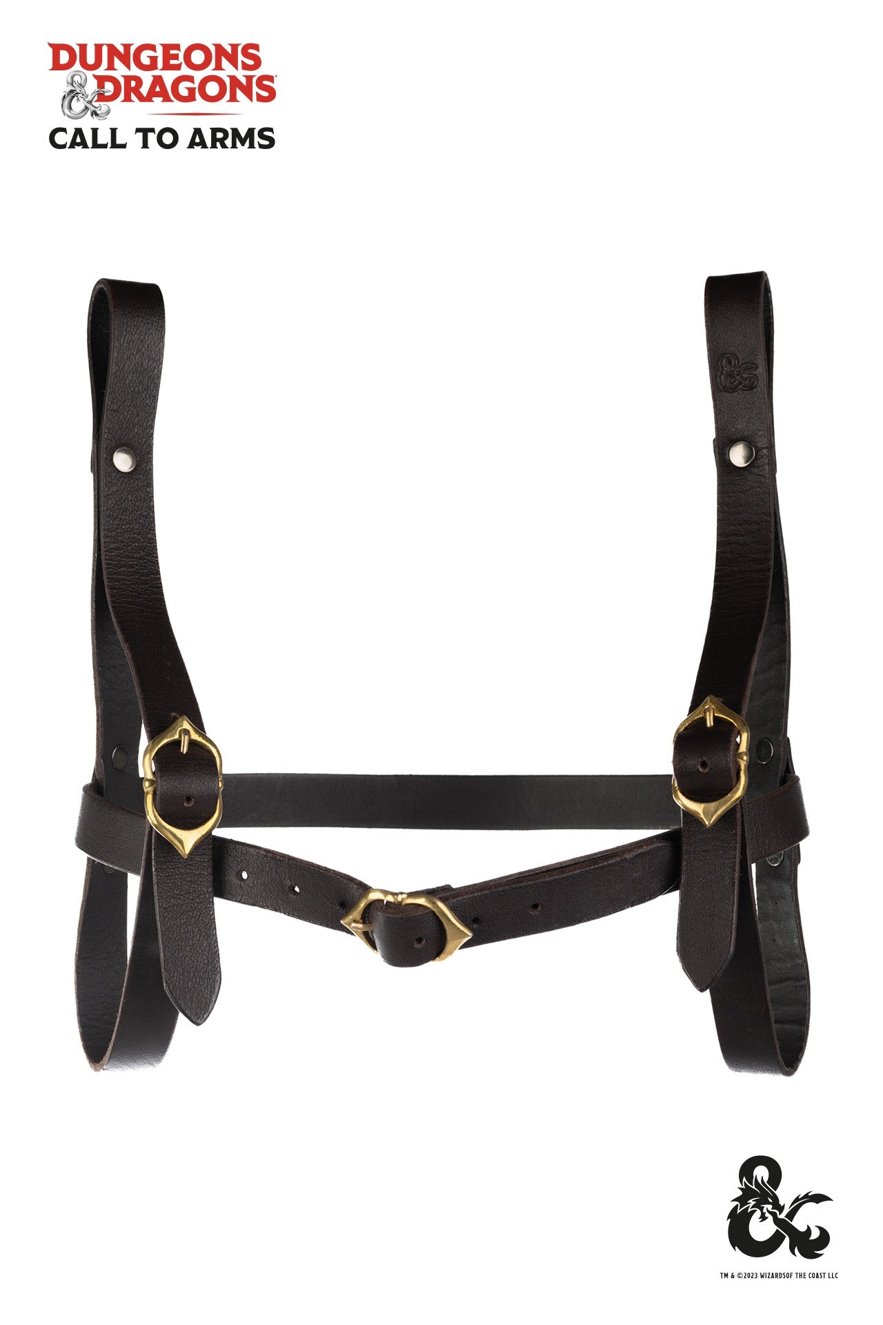 Dungeons & Dragons Wizard Book Holder in brown, featuring adjustable straps and buckles for secure book storage.