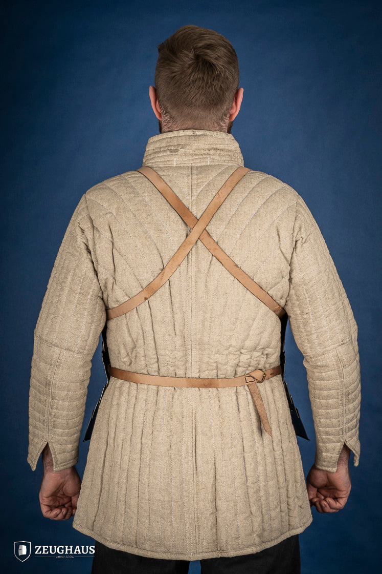 15th Century German Breastplate made of 1.2mm polished steel, featuring brass buckles and a gorget buckle.