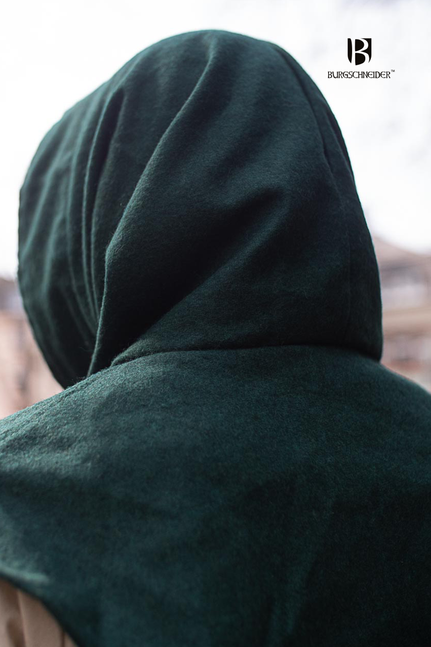 Noah Green Hooded Cowl made from wool felt, showcasing its versatile design and warm fabric.