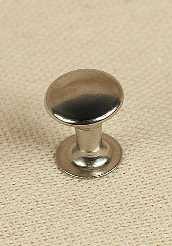 Hollow rivet made of iron and nickel, measuring 9 mm in diameter and 7.8 mm in height, ideal for leather crafting.