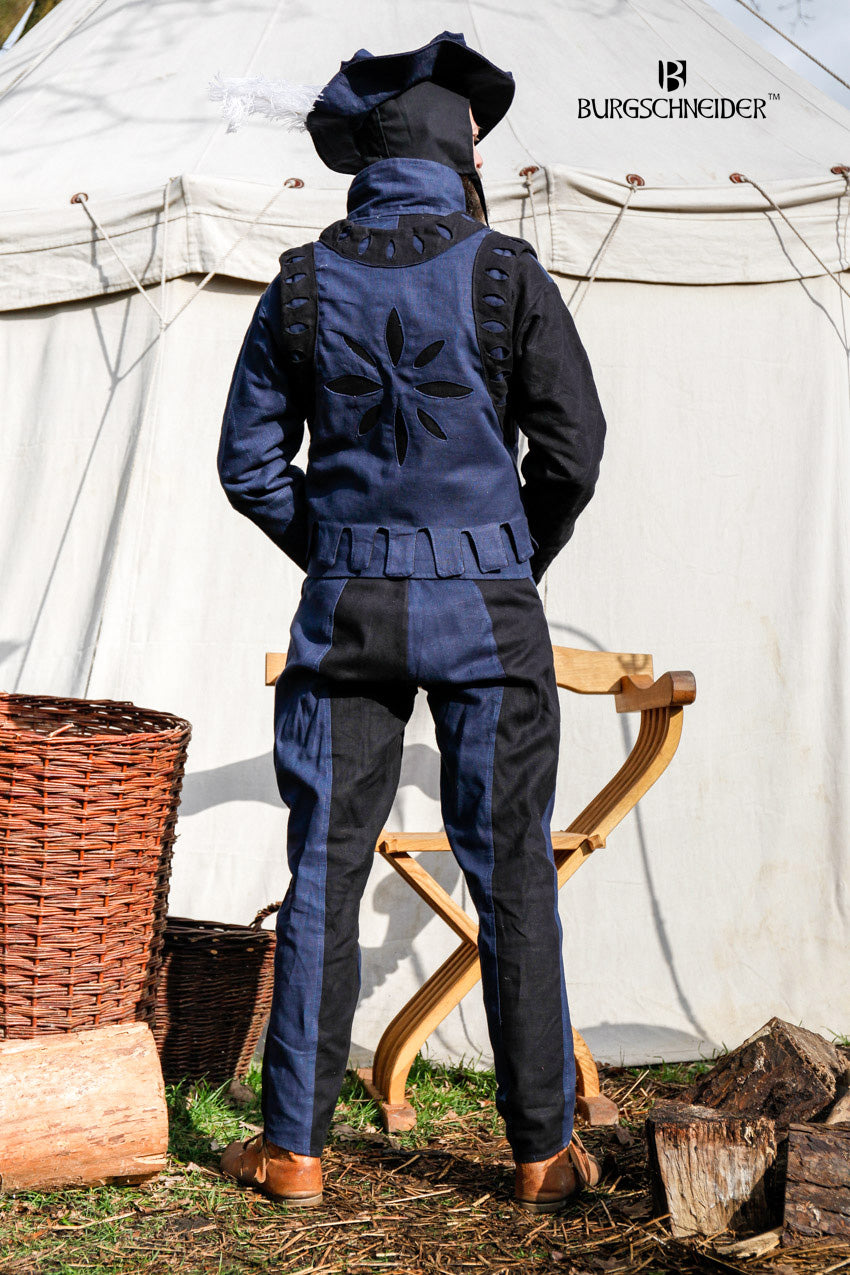 Landsknecht Pants Imperialis in Blue and Black, featuring a stylish design with modular parts and functional pockets.