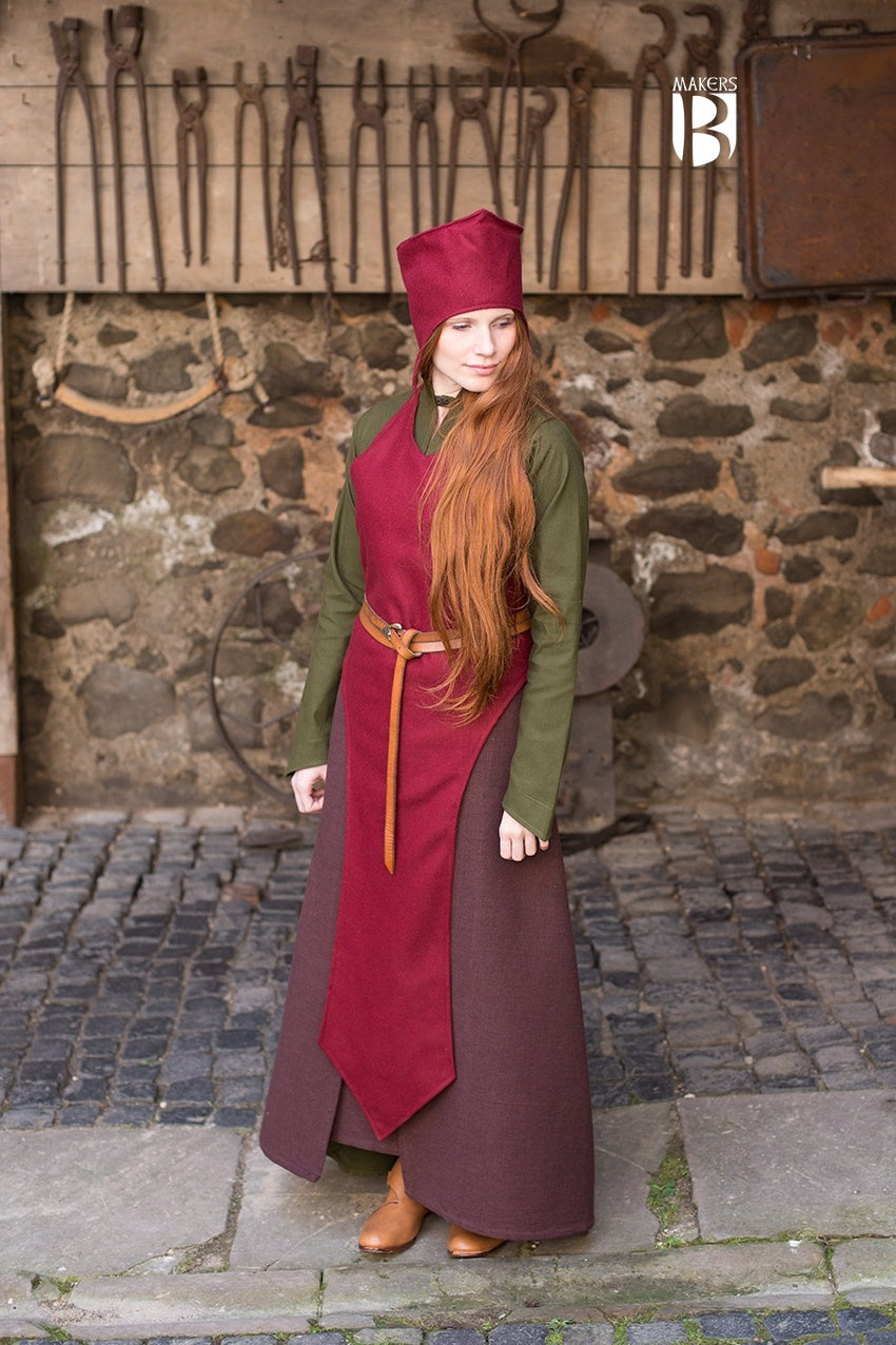 Elegant red magician hat made of high-quality wool with ear flaps and soft cotton lining, perfect for stylish scholars.