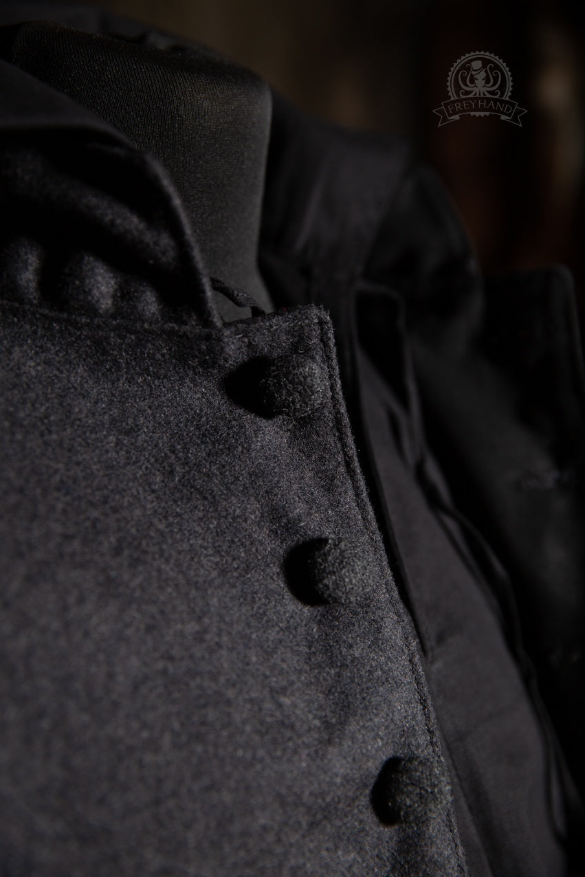 Musketeer Jacket Quentin Grey featuring stylish tassels and a wool fabric, perfect for LARP and costume events.