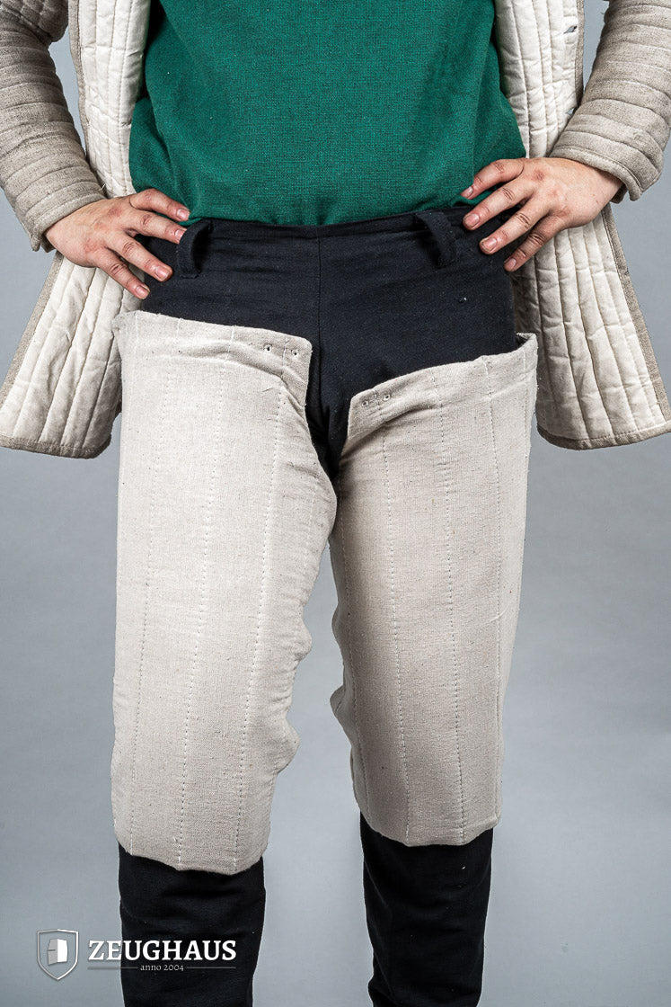 Padded Chausses Natural made from premium cotton, showcasing their historical design and padded features.