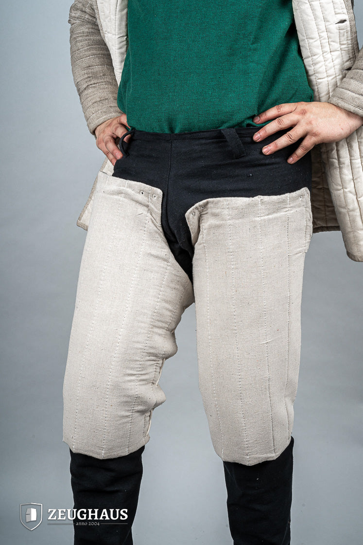 Padded Chausses Natural made from premium cotton, showcasing their historical design and padded features.