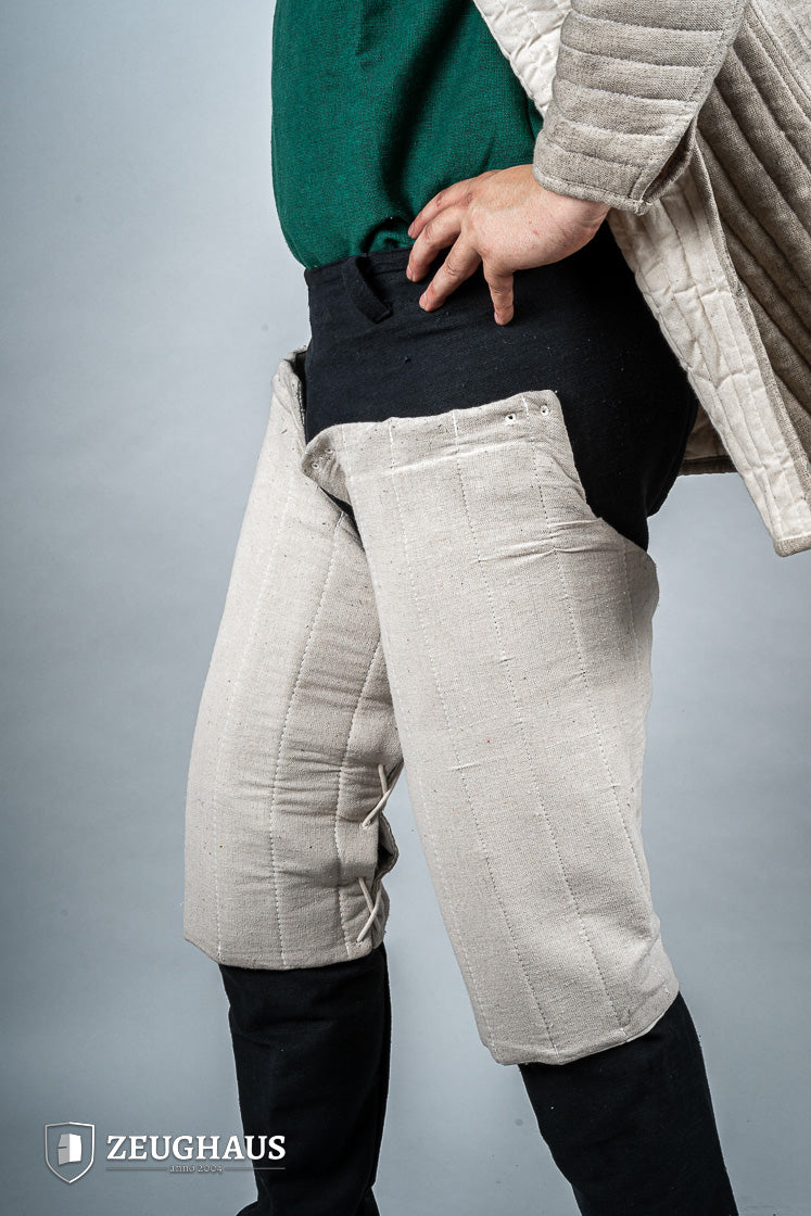 Padded Chausses Natural made from premium cotton, showcasing their historical design and padded features.