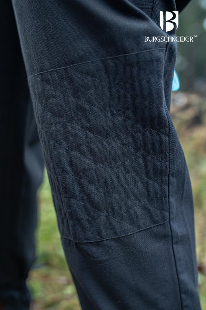 Kerga Black Pants made from 100% cotton, featuring laces at the ankles, stylish buttons, and pockets, perfect for medieval and fantasy events.