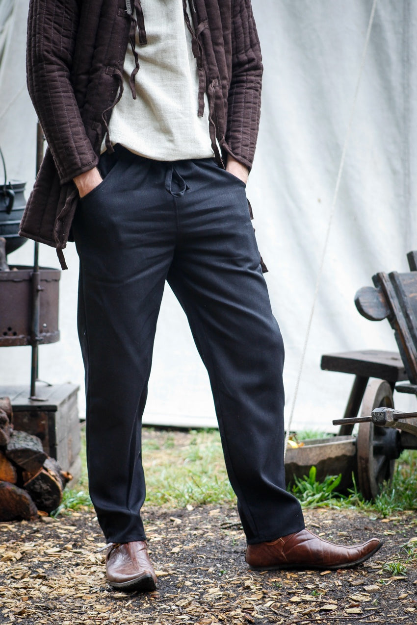 Pants Rubus Black featuring a straight cut, drawstring closure, and practical trouser pockets, made from 100% cotton.