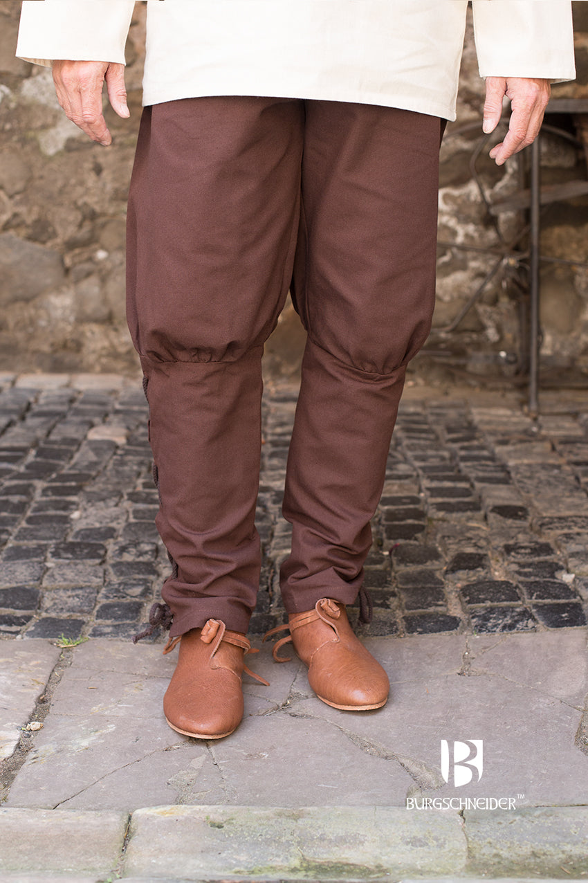 Pants Wigbold Brown featuring adjustable tubular legs and stylish lacing detail, perfect for LARP.