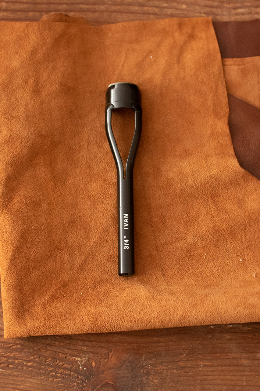 A set of 20 mm Point End Punches with a tapered round shape and iron handles, designed for finishing leather belts.