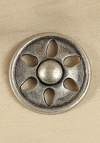Rivet-Plate Blossom Antique Silver, 47 mm diameter, made of durable zinc, ideal for leather crafting.