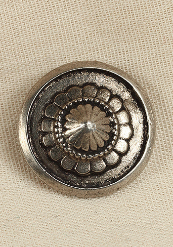 Antique Silver Rivet-Plate Cone designed for leather projects, featuring a 27.5 mm diameter and durable zinc material.