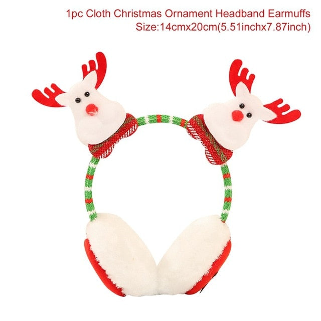 A festive Santa Claus and snowman headband for kids, featuring bright colors and cheerful designs, perfect for Christmas celebrations.