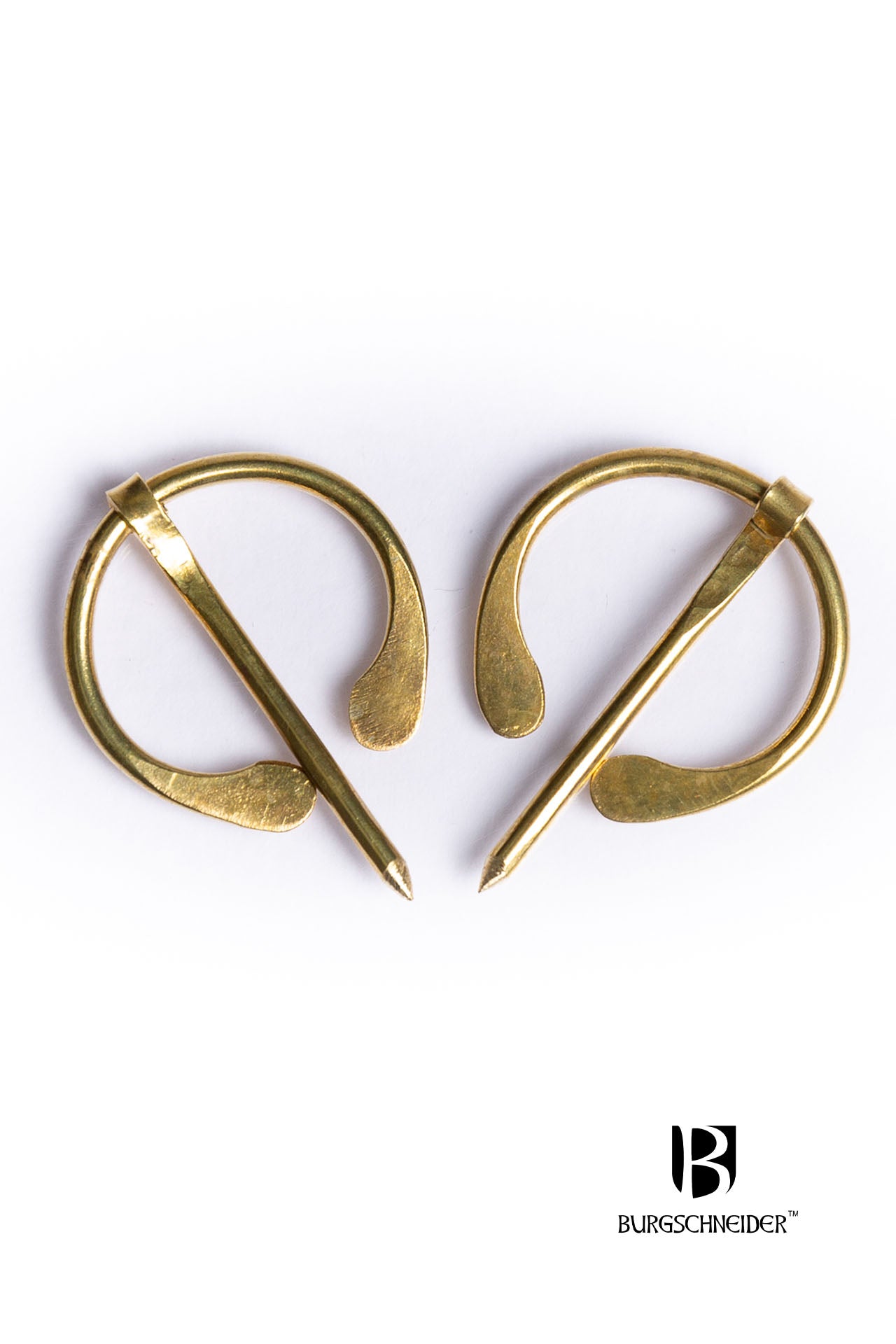 Set of 2 handmade brass ring brooches, each 2.4 cm in diameter, showcasing unique designs and elegant craftsmanship.
