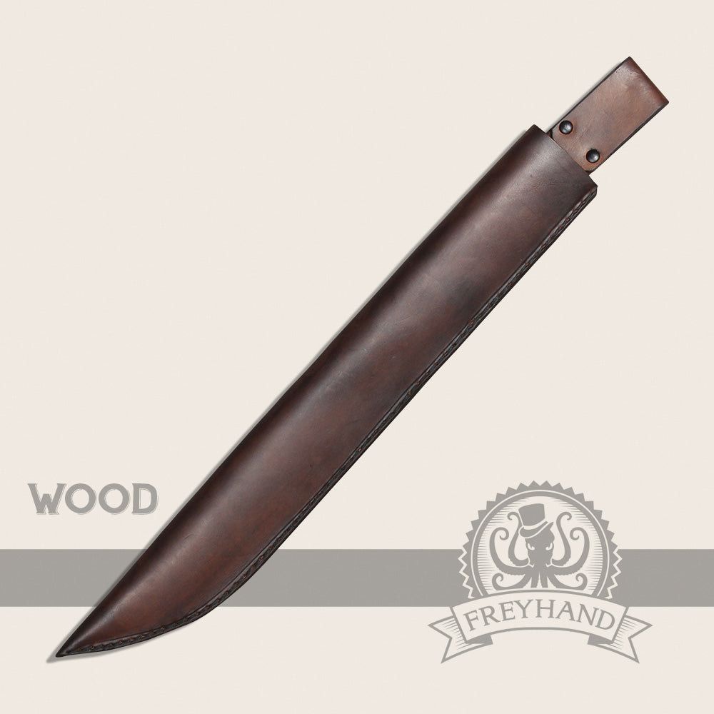 Sheath Iris Brown leather scabbard designed for blades, featuring a rich brown color and tapered design.