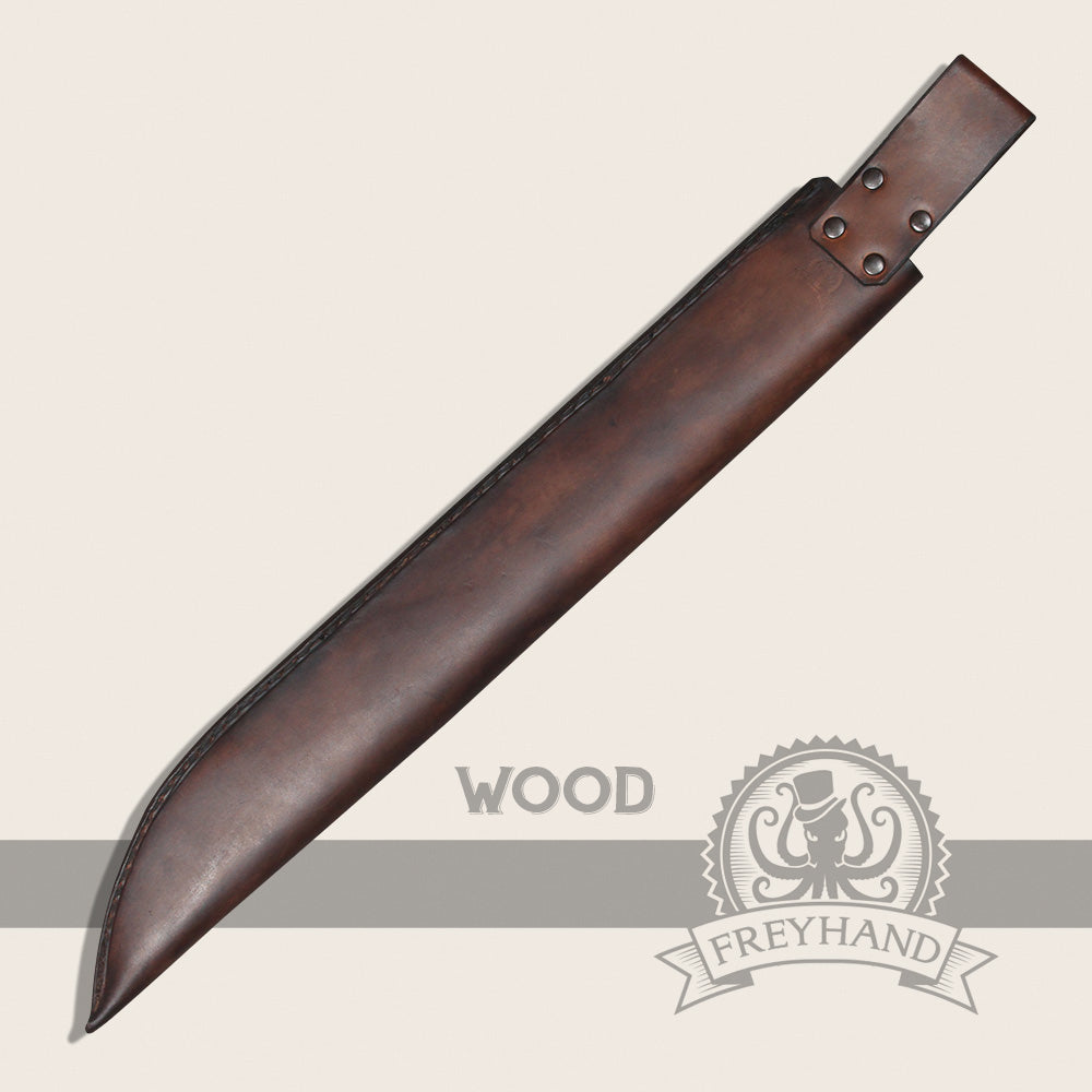 Sheath Iris Brown leather scabbard designed for blades, featuring a rich brown color and tapered design.