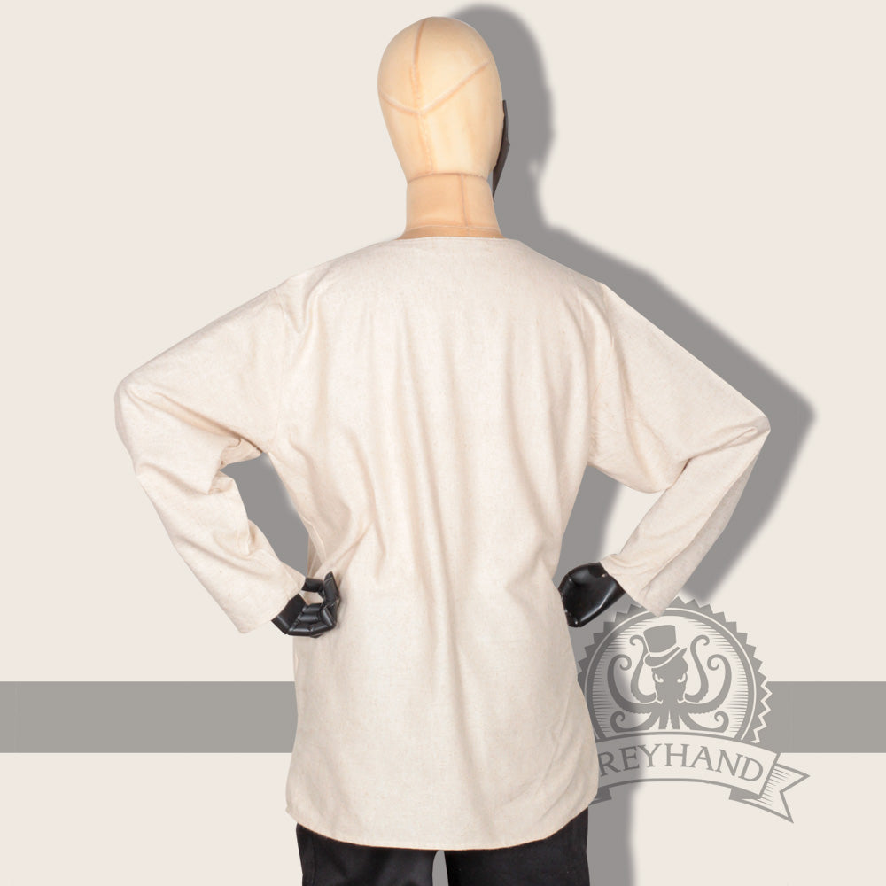 Lonicera Natural Shirt made of linen blend fabric, featuring a flexible cut and authentic coarser texture, ideal for LARP costumes.