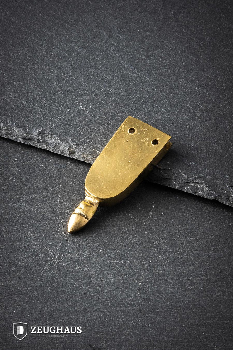Brass Strap End measuring 20 mm width and 6 cm length, showcasing its polished finish and sturdy design.
