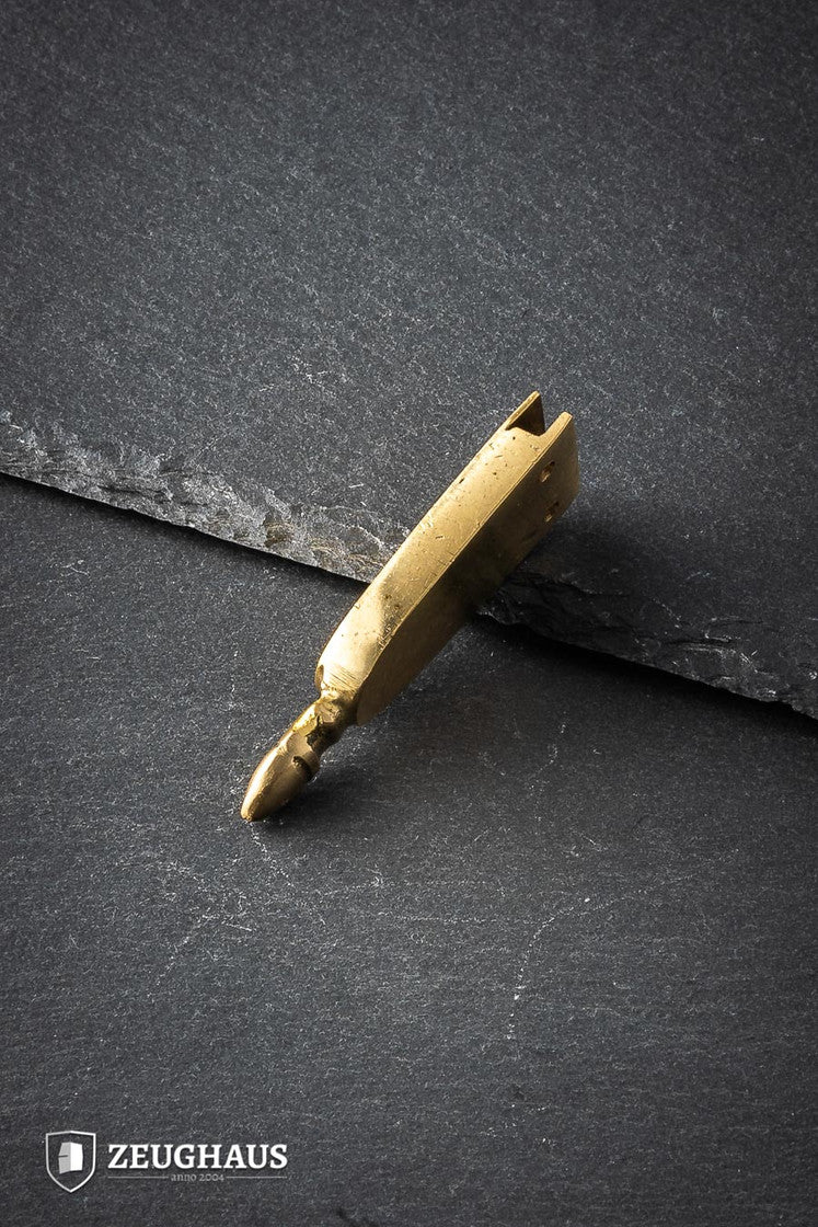 Brass Strap End measuring 20 mm width and 6 cm length, showcasing its polished finish and sturdy design.