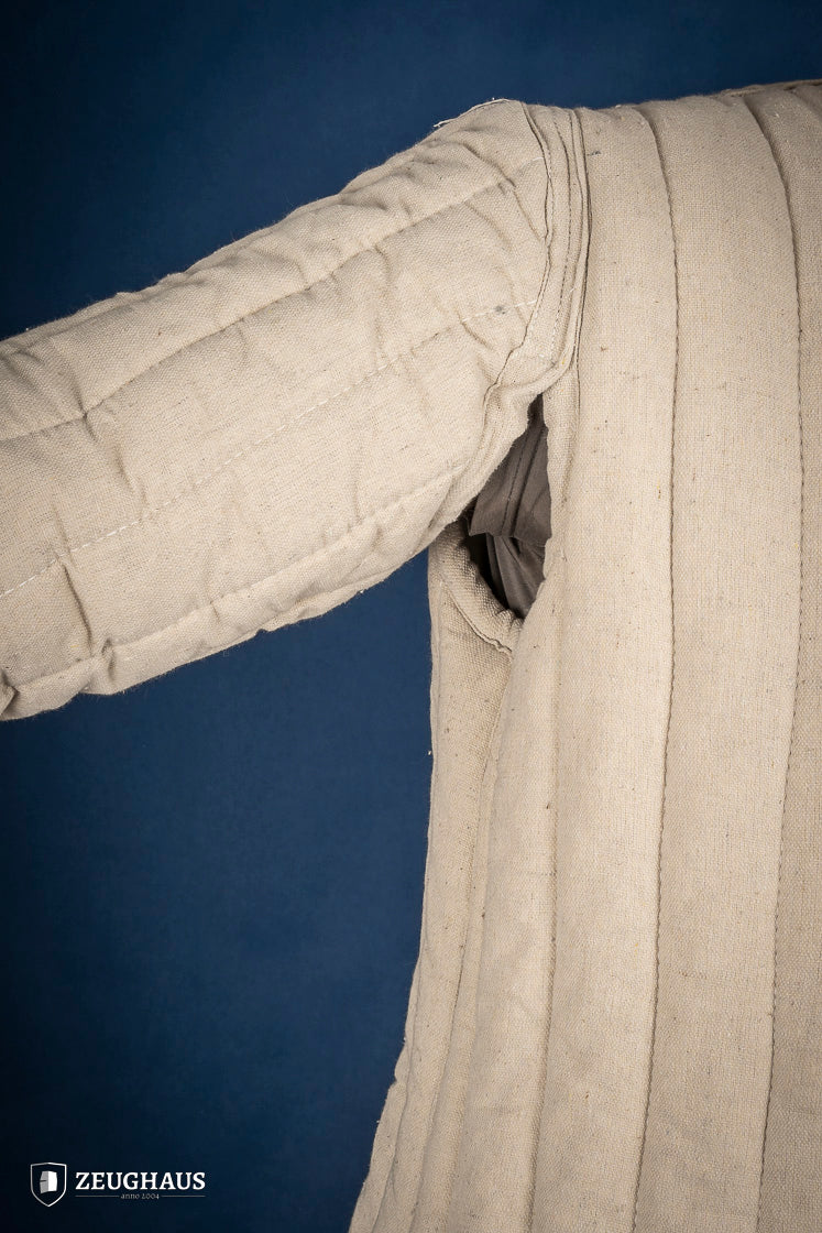 Thick Gambeson Natural made of 100% cotton canvas, featuring five leather strings for fastening, designed for protection and mobility.