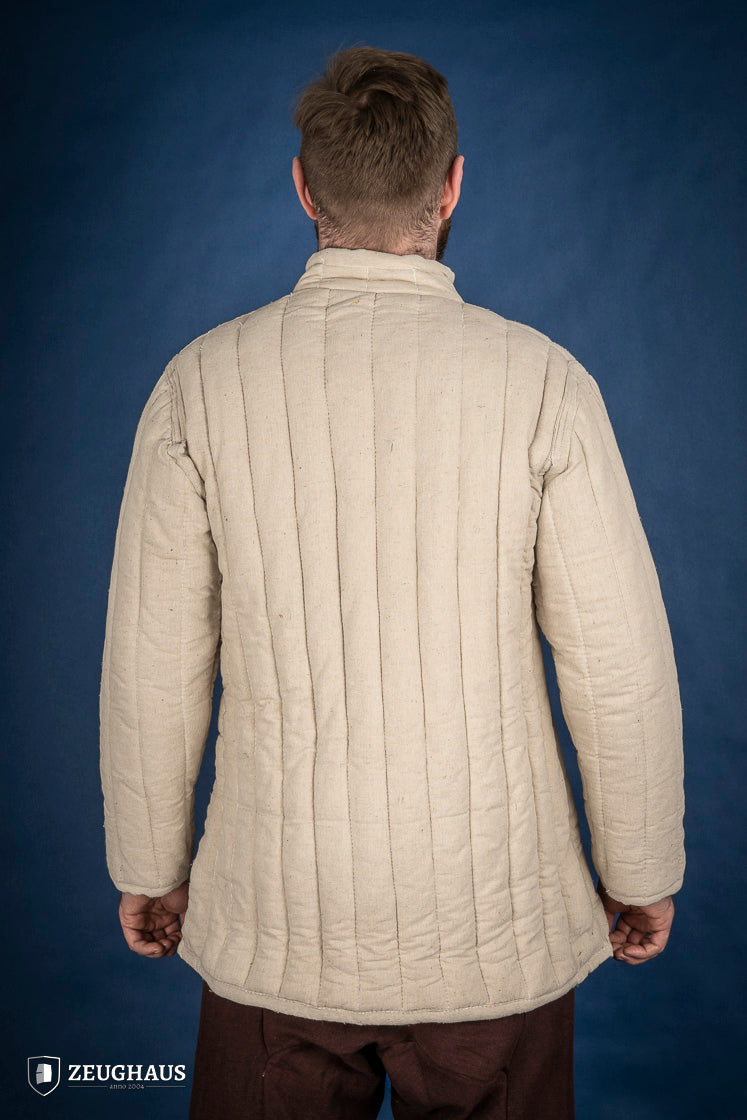 Thick Gambeson Natural made of 100% cotton canvas, featuring five leather strings for fastening, designed for protection and mobility.