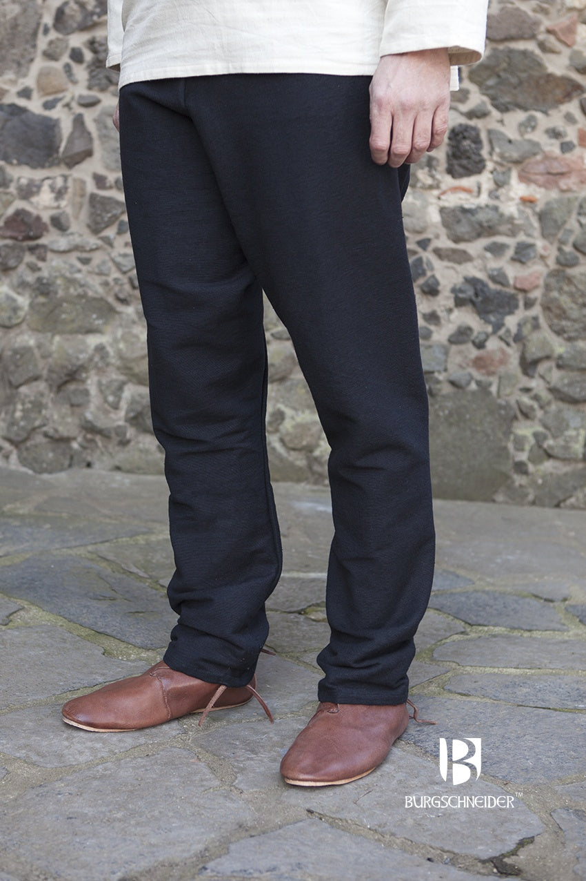 Thorsberg Pants Ragnar Black, an authentic replica of early medieval legwear, showcasing its characteristic cut and historical design.