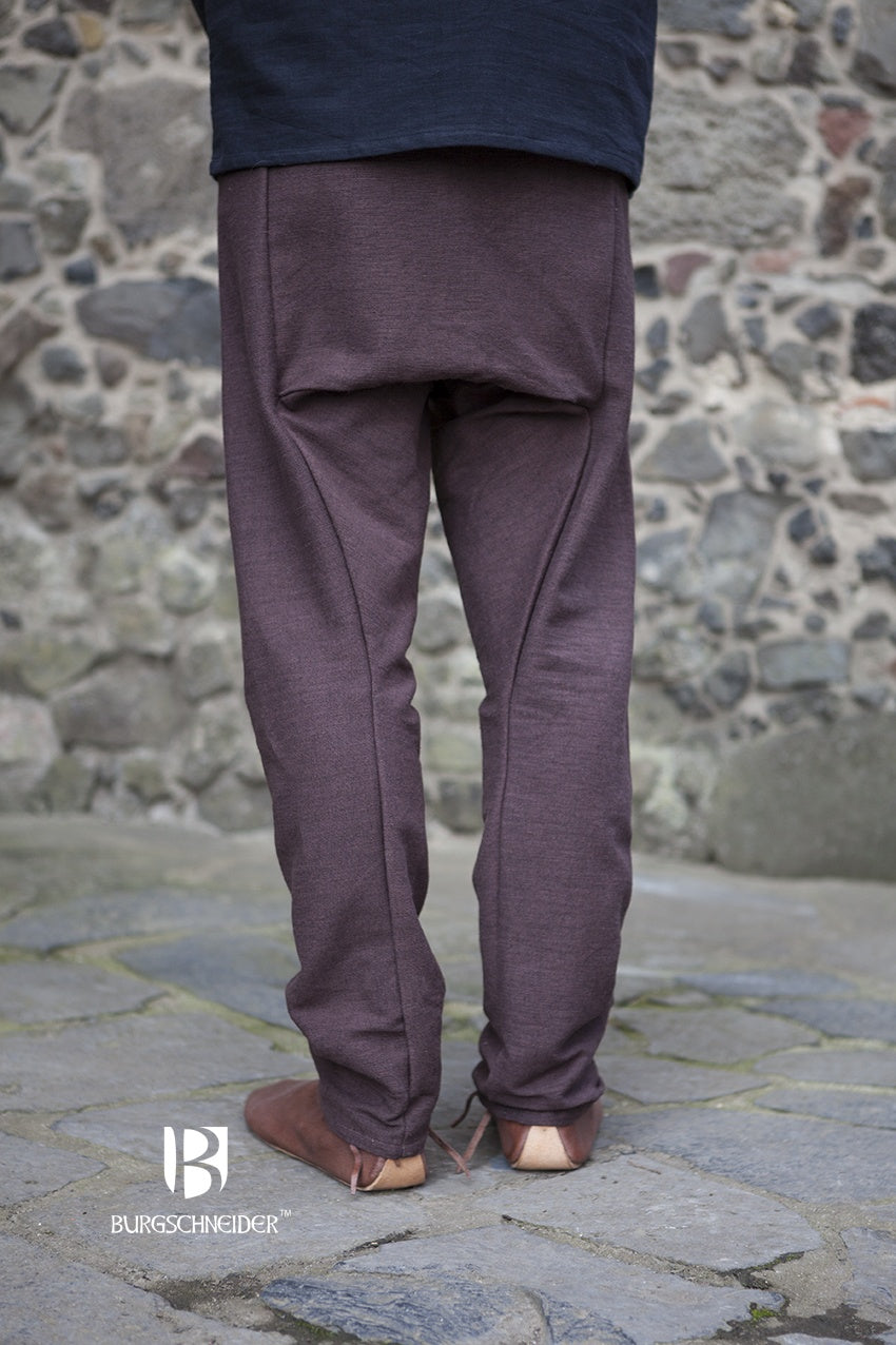 Thorsberg Pants Ragnar Brown, a replica of early medieval legwear, showcasing its authentic design and rich brown color.
