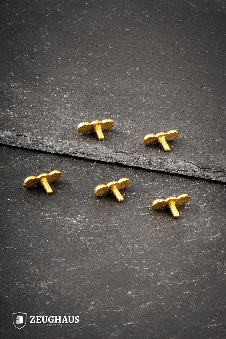 Five brass three bulb belt mounts, each approximately 21mm wide, designed for versatile lighting solutions.