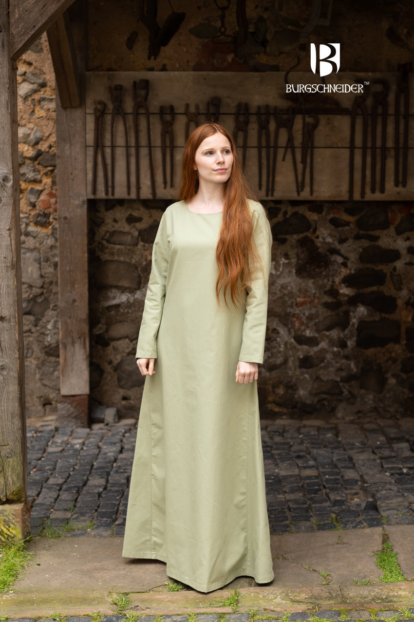 Under Dress Freya in Spring Green, showcasing its sturdy cotton fabric and authentic design, perfect for summer wear.