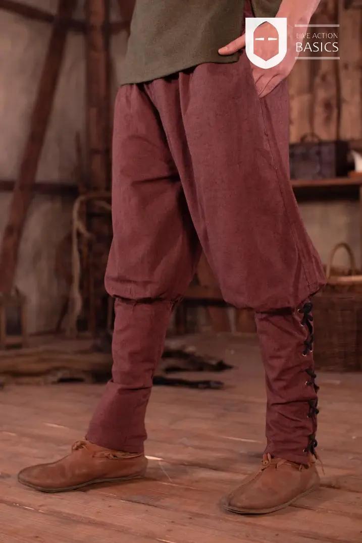Brown Viking trousers showcasing a rugged design, perfect for outdoor adventures and themed events.