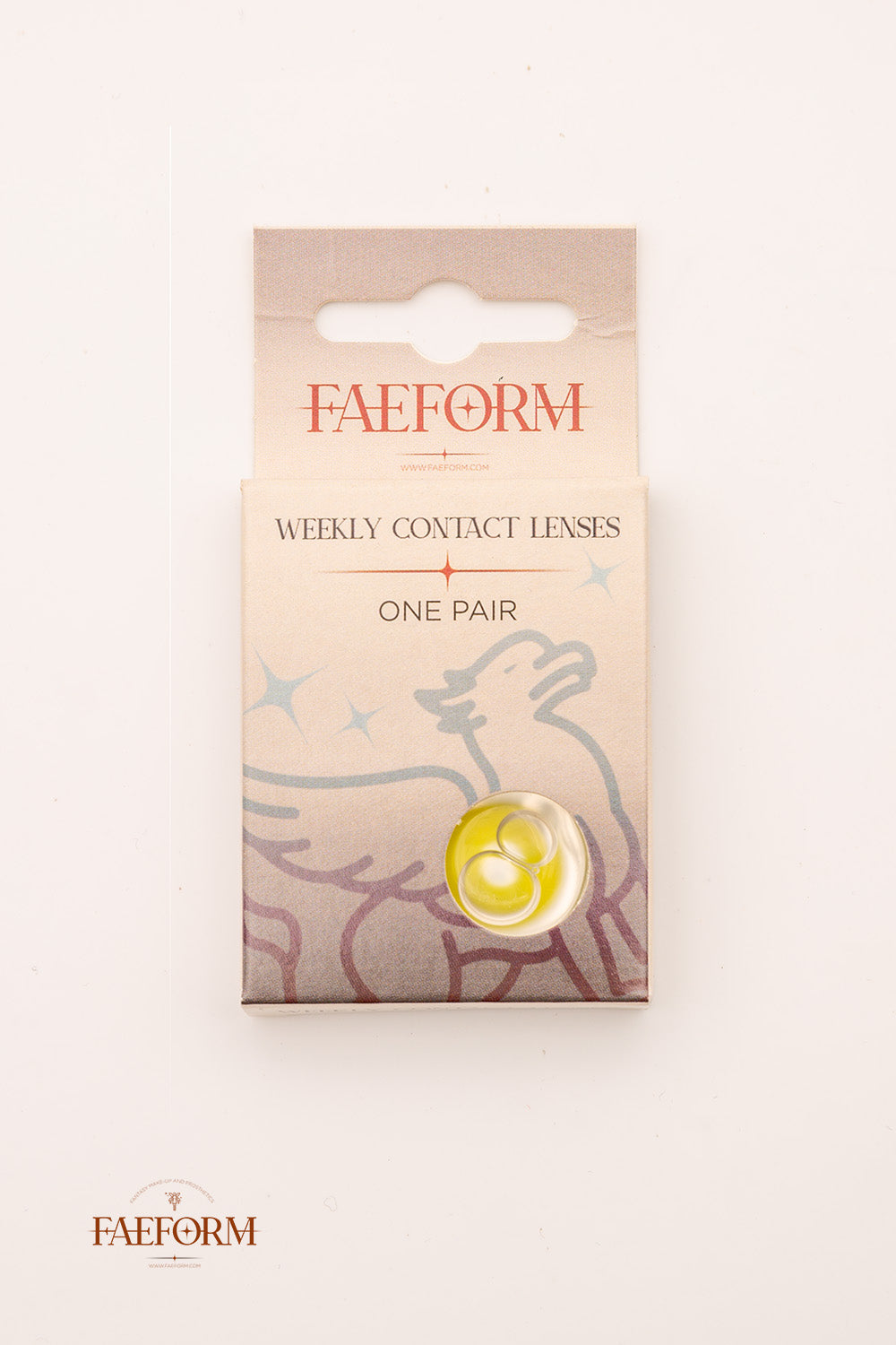 Vibrant yellow basilisk contact lenses in liquid, showcasing their striking color and design.