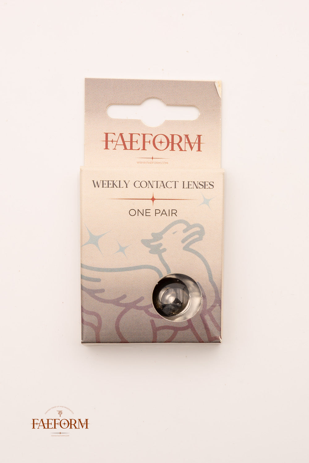 Weekly Contact Lenses Inkblot in packaging, showcasing two dark lenses designed for comfort and vision clarity.