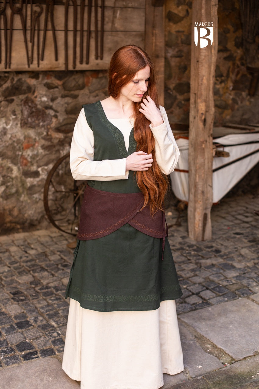 Wrap Belt Sora Brown made of 100% cotton with ornamental embroidery, showcasing its adjustable lacing and stylish design.