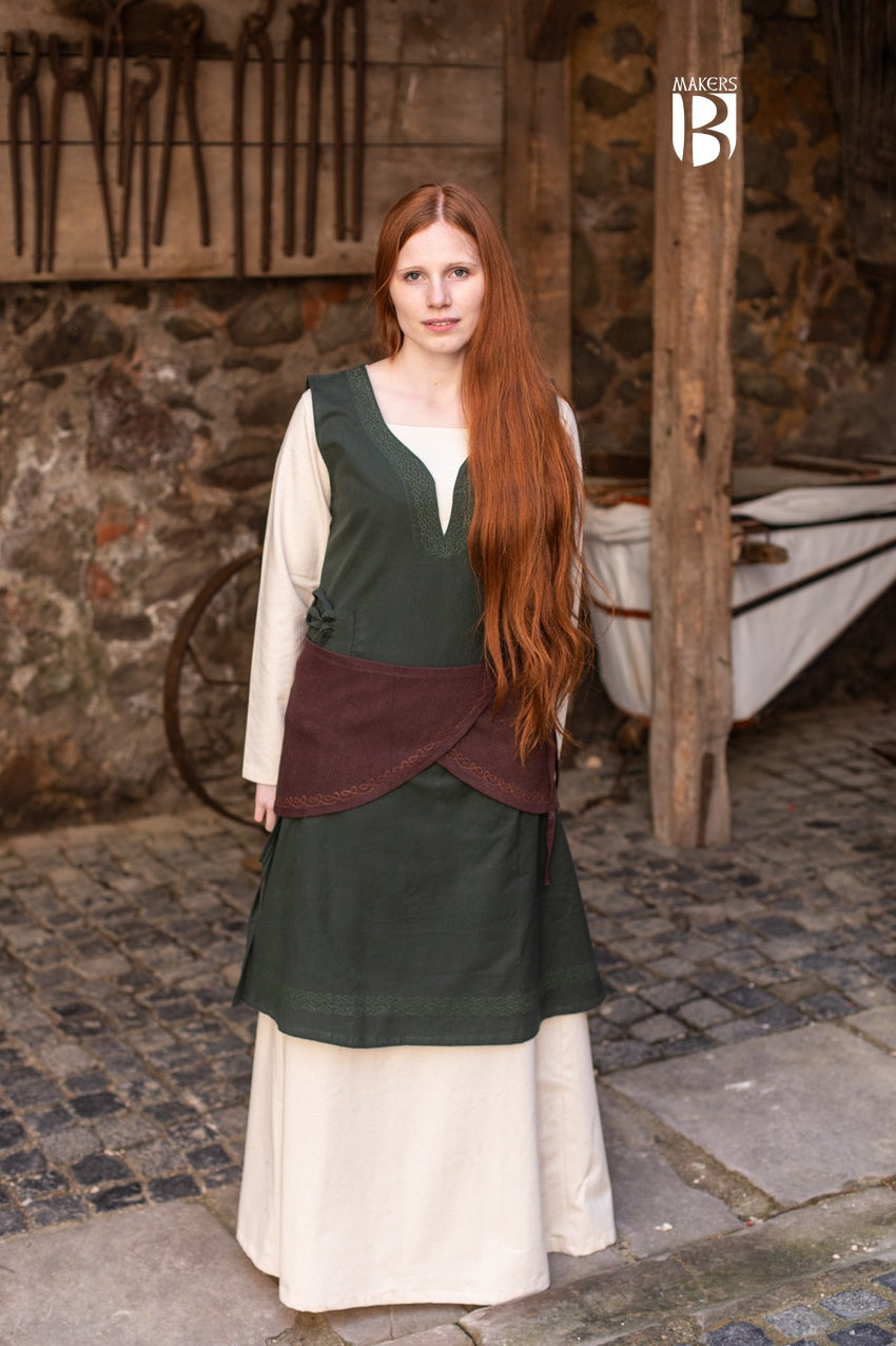 Wrap Belt Sora Brown made of 100% cotton with ornamental embroidery, showcasing its adjustable lacing and stylish design.