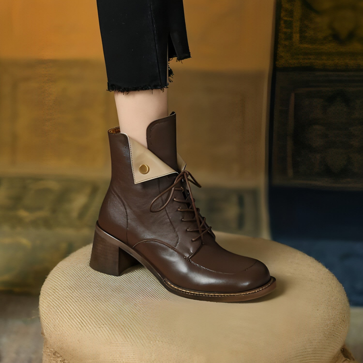 A pair of stylish Women's Fashion Side Zip Casual Rider Boots made from premium synthetic leather, featuring a side zip closure and cushioned insole.