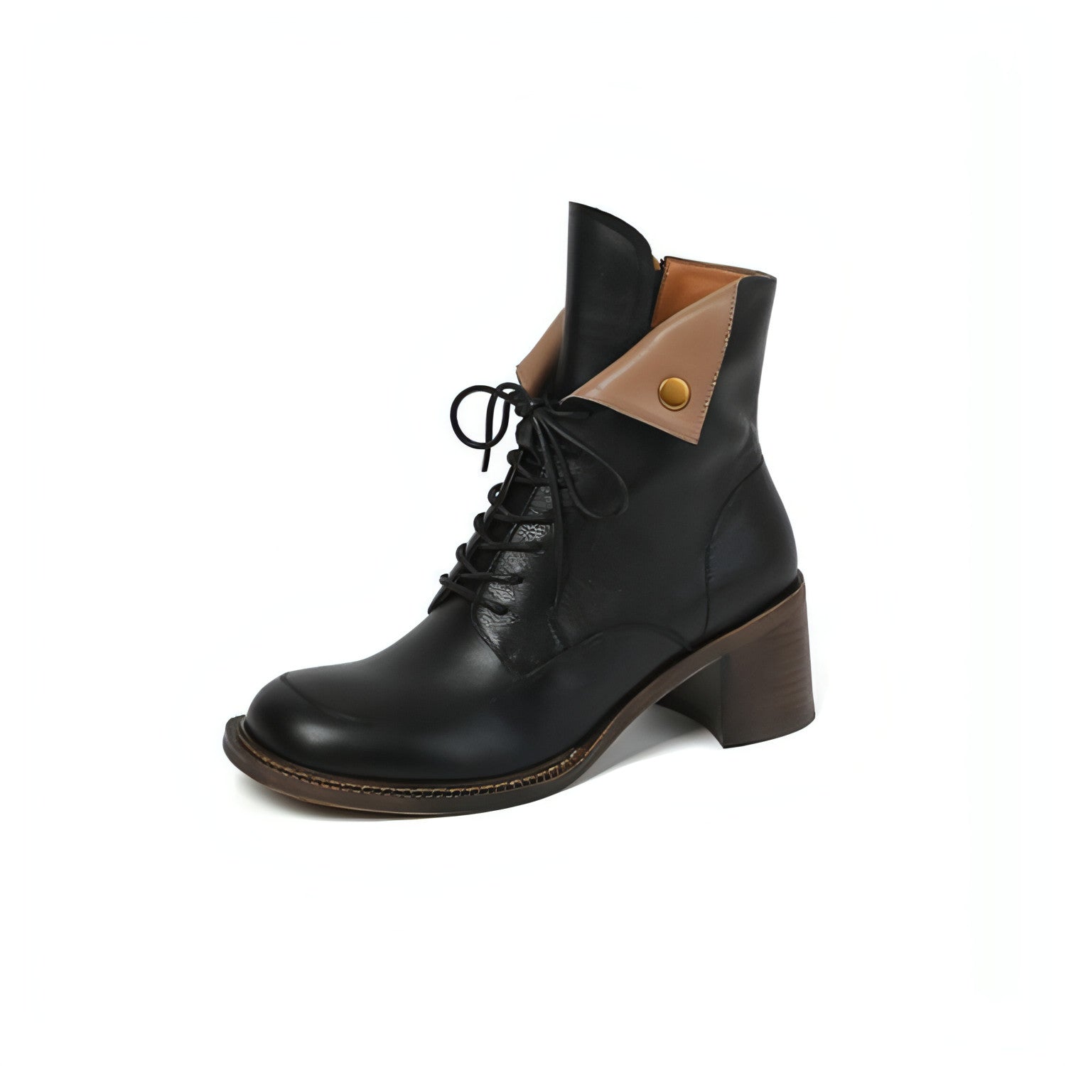 A pair of stylish Women's Fashion Side Zip Casual Rider Boots made from premium synthetic leather, featuring a side zip closure and cushioned insole.