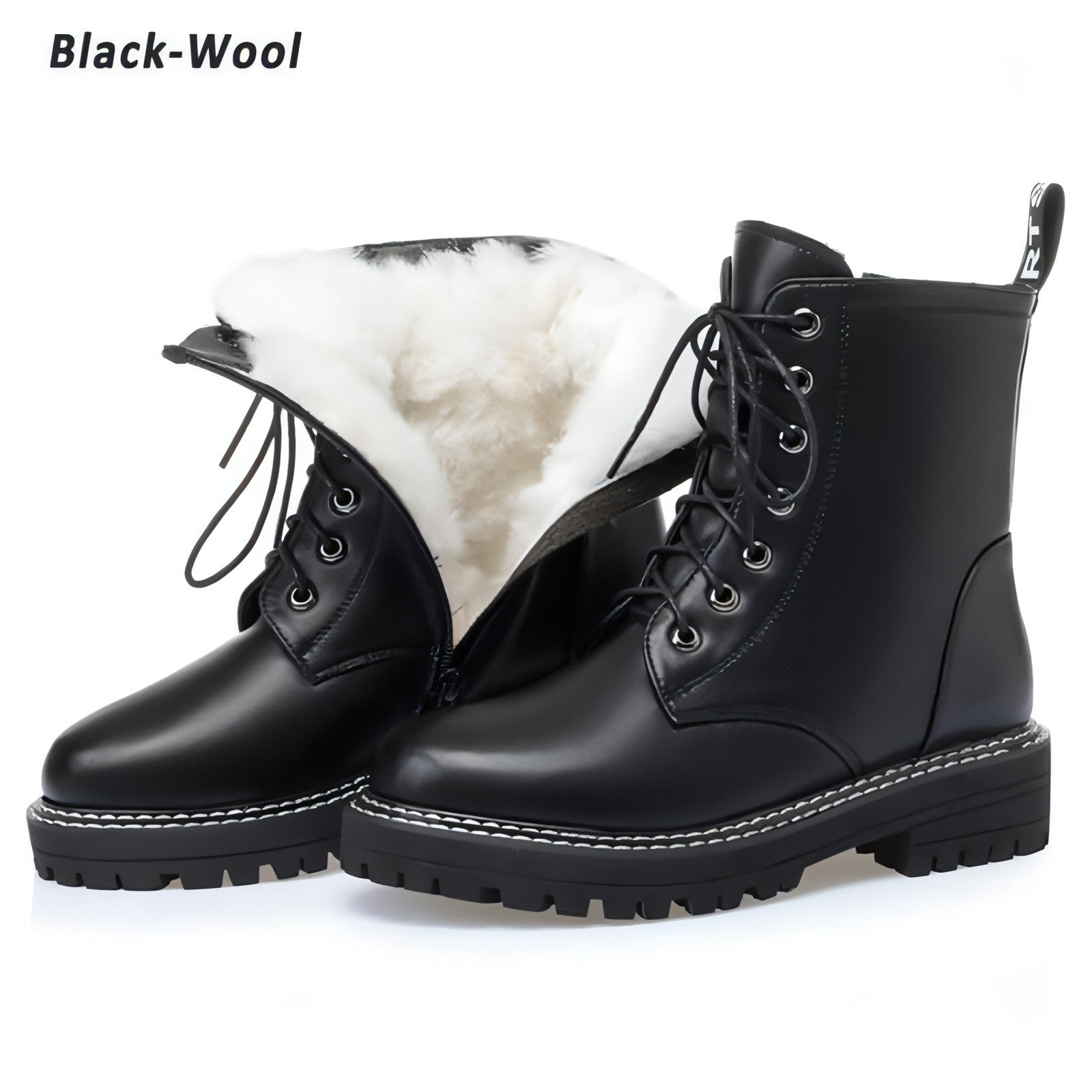 Main Women's mid-heel platform leather short boots image