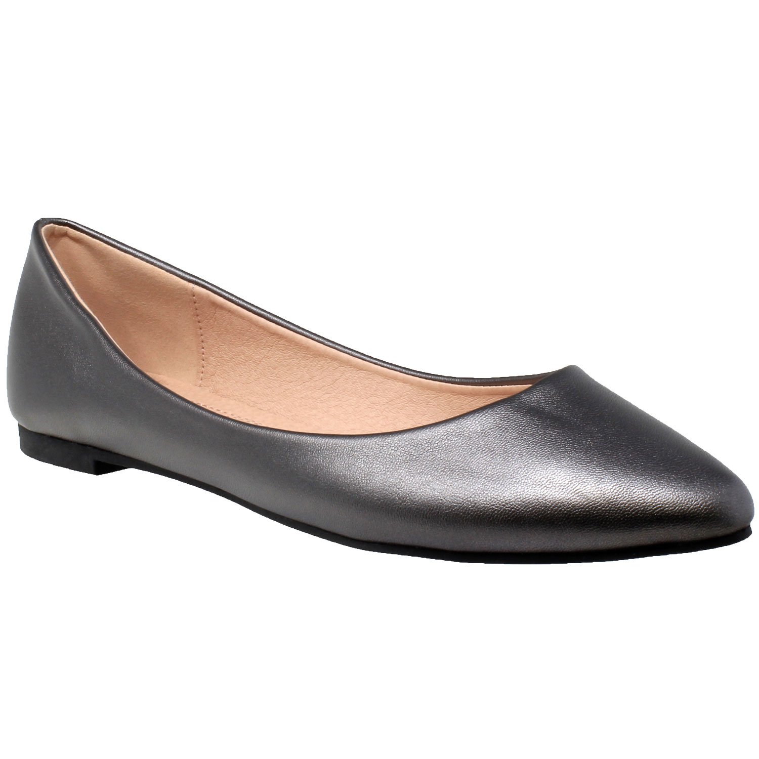 A pair of stylish Pointed Toe Ballet Flats in black, showcasing a sleek silhouette and cushioned insole, perfect for versatile wear.