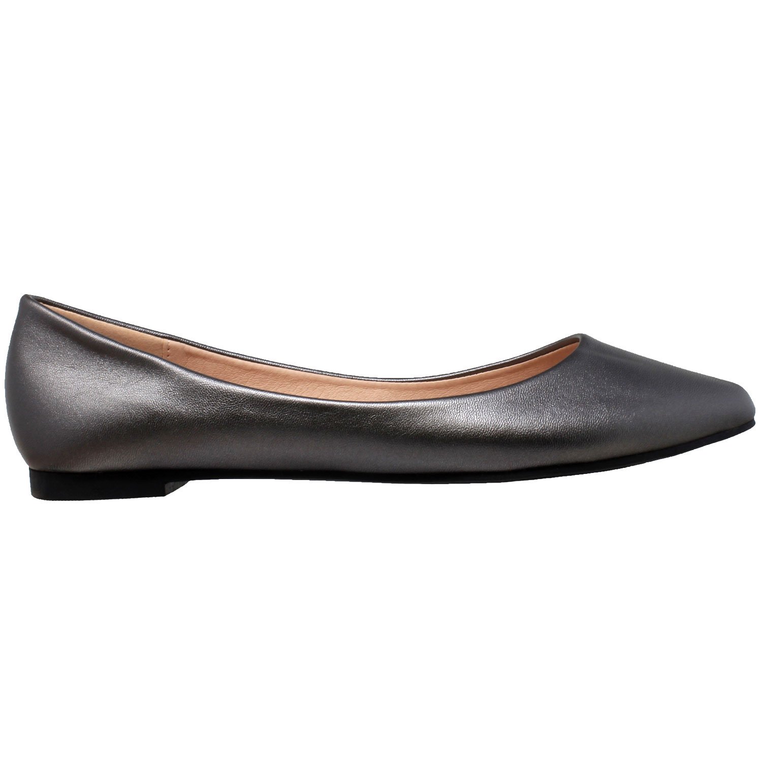 A pair of stylish Pointed Toe Ballet Flats in black, showcasing a sleek silhouette and cushioned insole, perfect for versatile wear.