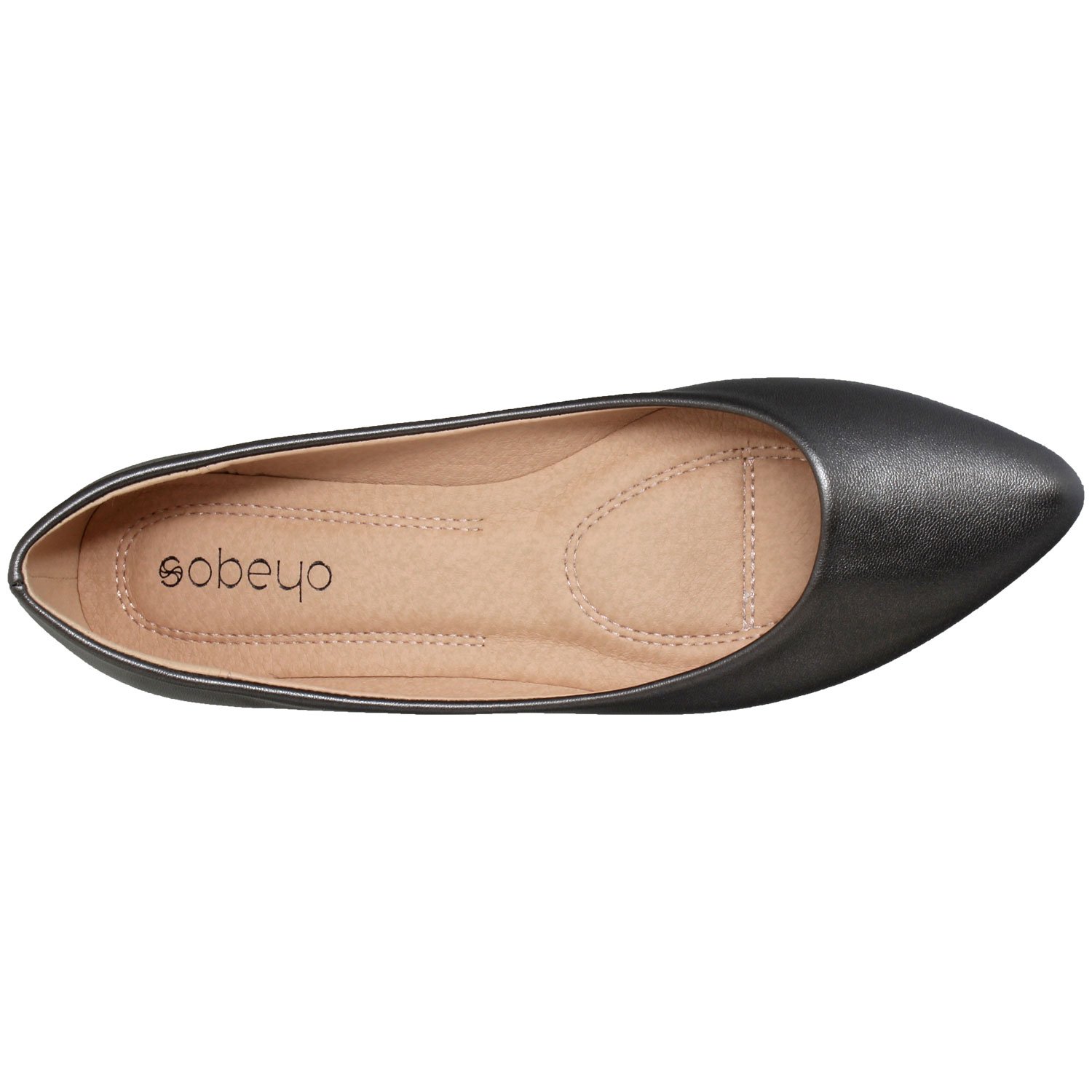 A pair of stylish Pointed Toe Ballet Flats in black, showcasing a sleek silhouette and cushioned insole, perfect for versatile wear.