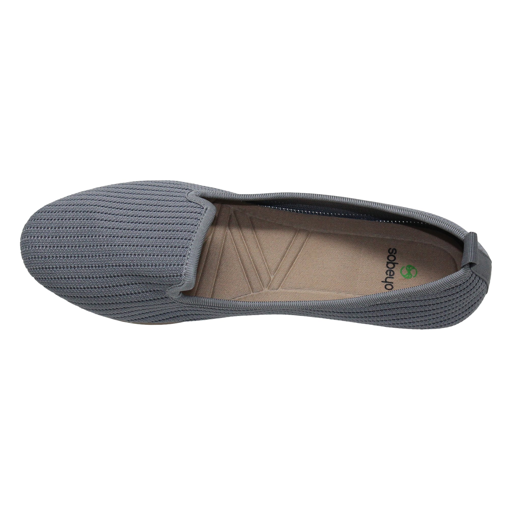 SOBEYO Women's Ballet Flats in gray with a soft rubber sole, showcasing a stylish and comfortable design suitable for various occasions.