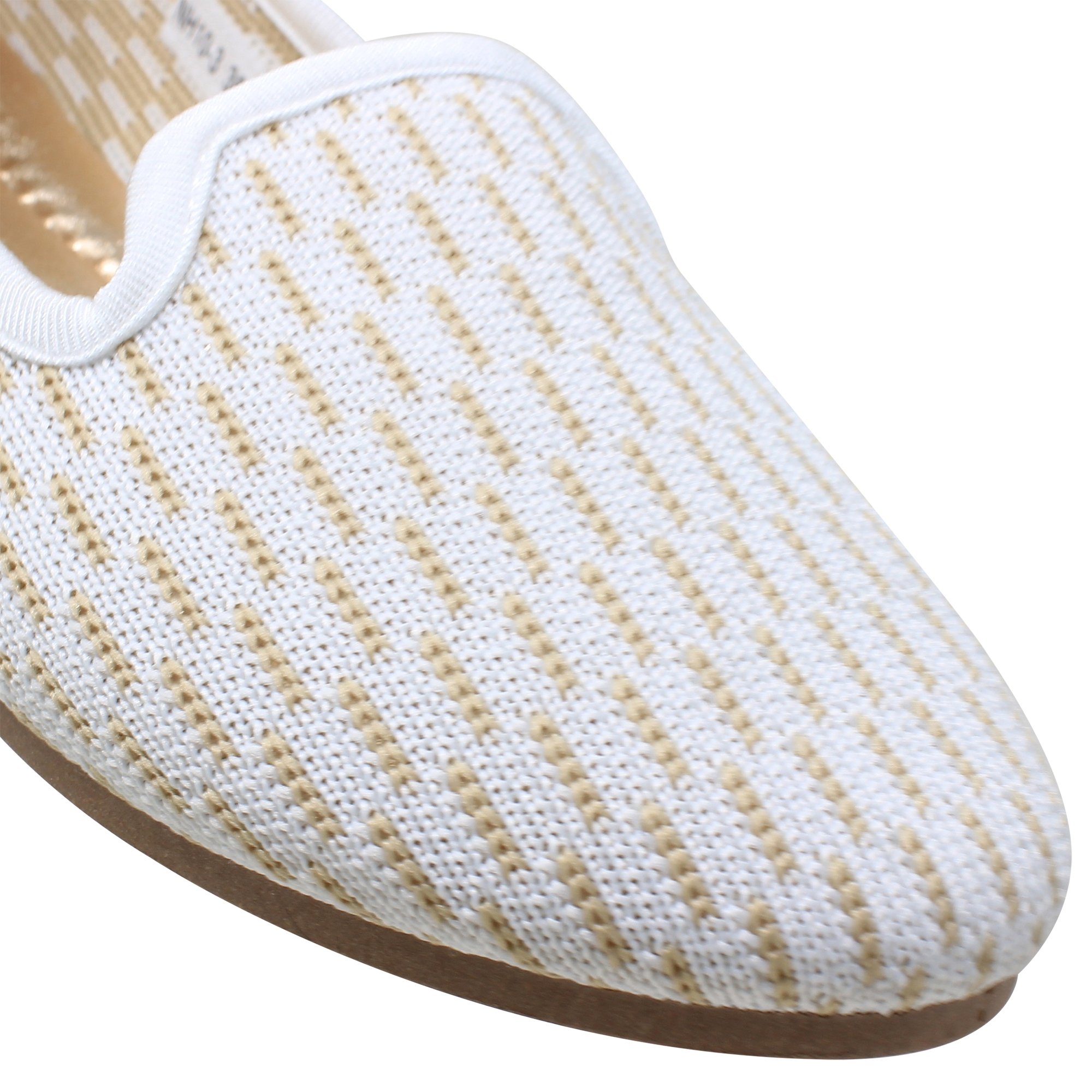 SOBEYO Women's Ballet Flats in white suede with a soft rubber sole, showcasing a stylish and comfortable design suitable for various occasions.