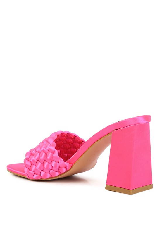 Main LUST LOOK BRAIDED SATIN BLOCK SANDALS image