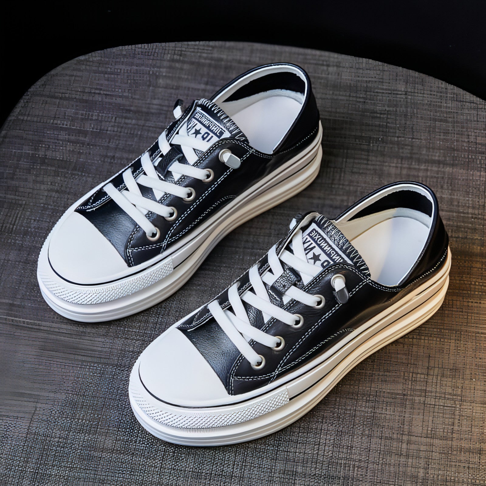 Main Genuine Leather Two-way Wear Platform White Hight Increasing Board image