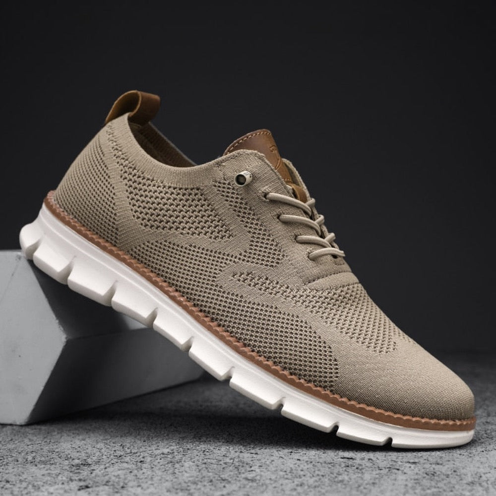 Men's Casual Breathable Walking Shoe in khaki color with a sleek design and breathable mesh upper.