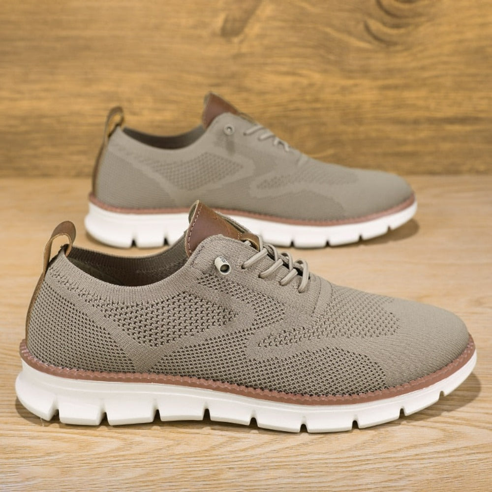 Men's Casual Breathable Walking Shoe in khaki color with a sleek design and breathable mesh upper.