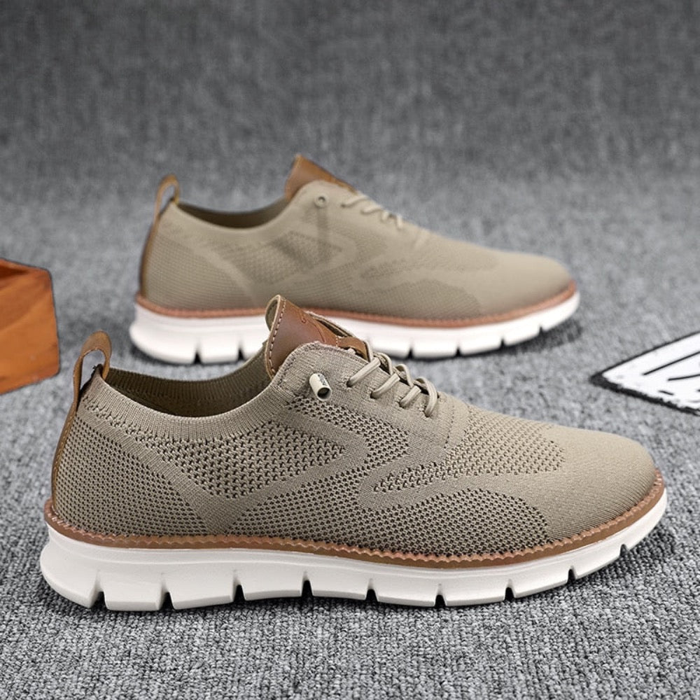 Men's Casual Breathable Walking Shoe in khaki color with a sleek design and breathable mesh upper.