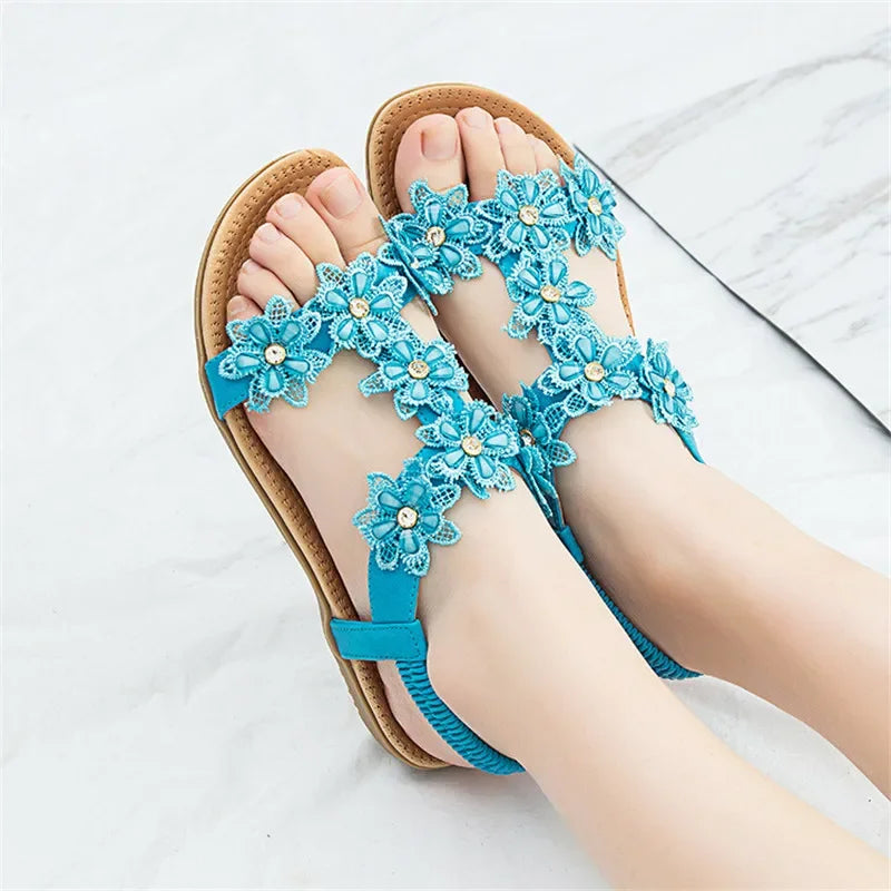 Floral Flowers Sandal for women, featuring a stylish gladiator design with floral embellishments, perfect for summer wear.