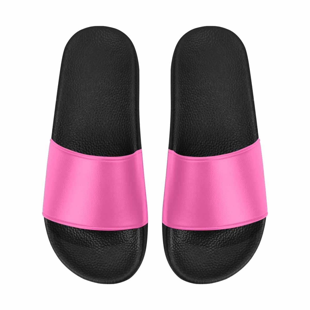 Men's hot pink slide sandals with durable PVC straps and sole, perfect for casual wear.