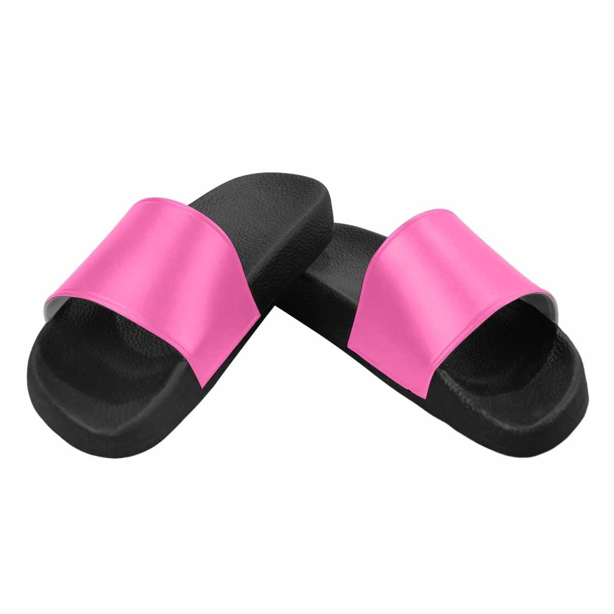 Men's hot pink slide sandals with durable PVC straps and sole, perfect for casual wear.